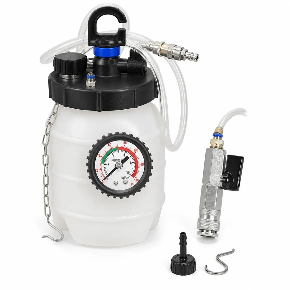 Kit Purgeur de Freins et Embrayage Pneumatique 5L avec Manomètre et Adaptateurs