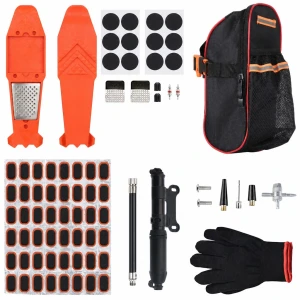 satkit Kit Réparation Crevaisons Pneus Moto Vélo 81 Pièces Mèches Poinçon Tubeless