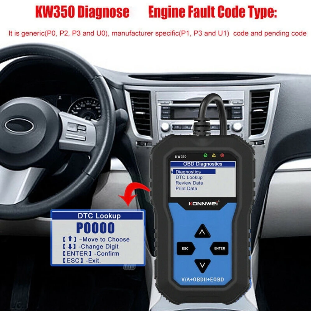 Konnwei KW350 valise diagnostic système complet pour VW Audi Seat Skoda