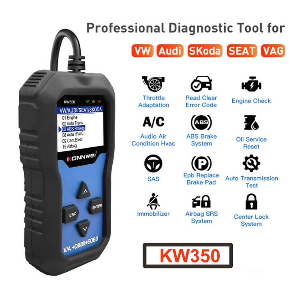 Konnwei KW350 valise diagnostic système complet pour VW Audi Seat Skoda