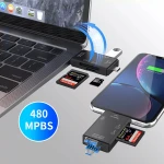 Lector de tarjetas de memoria en uso con un teléfono móvil Android