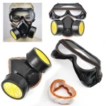 Masque respiratoire double cartouche avec lunettes pour protection contre les gaz et la peinture
