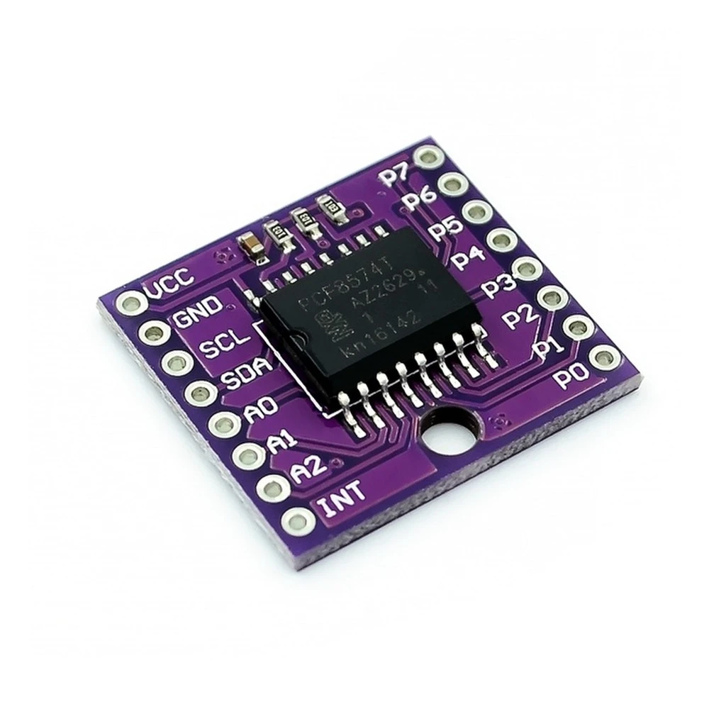 Vista frontal del módulo extendido de puertos E/S PCF8574T para Arduino