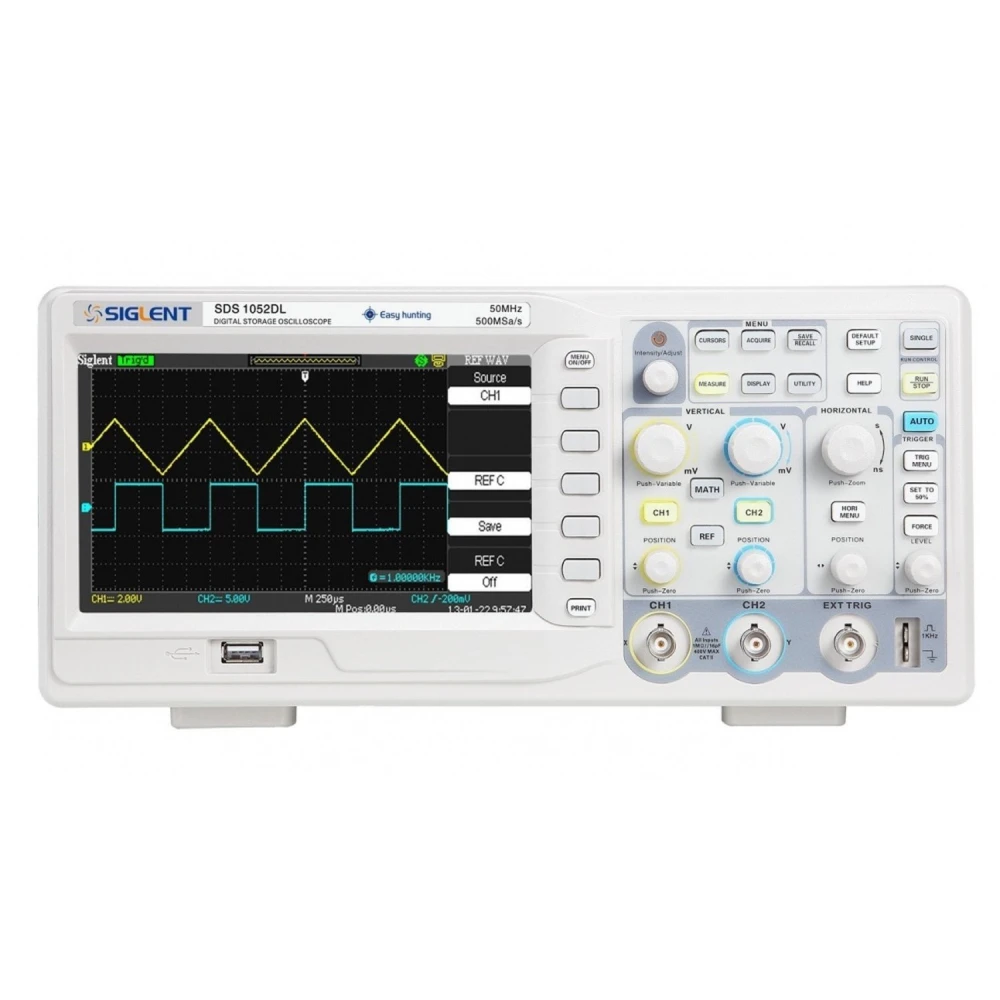 Oscilloscope numérique Siglent SDS1052DL+ 50MHz avec écran couleur 7 pouces