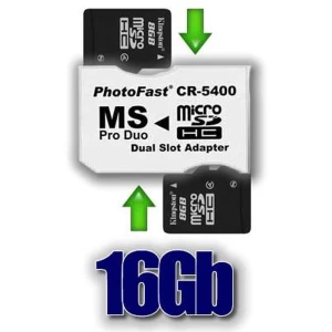 Pack adaptateur 2xmicroSDHC vers MS Pro Duo 16GB compatible PSP et PSP Slim