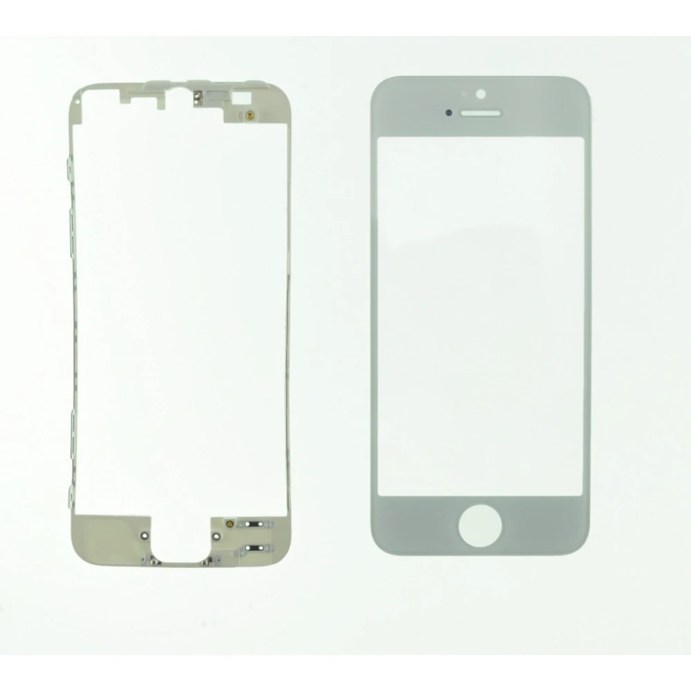 Écran en verre iPhone 5s blanc avec cadre adhésif satkit