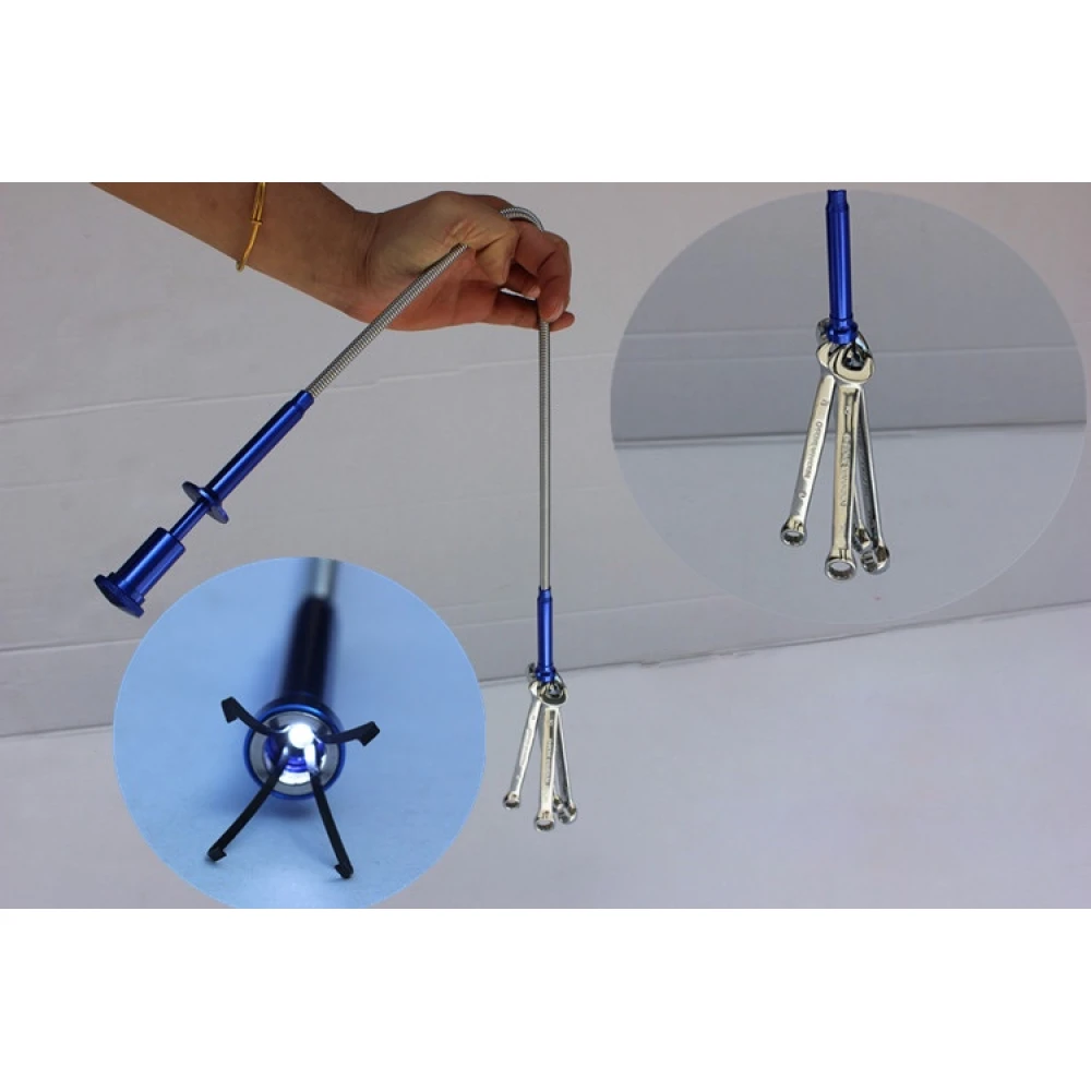 Pinza capturadora magnética de largo alcance con luz LED incorporada para espacios reducidos
