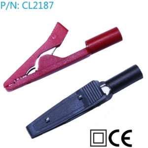 Pinces crocodile avec connexion banane 2mm pack 2 pièces rouge-noir Amass
