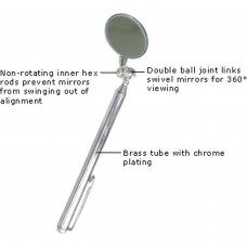 Miroir d'inspection télescopique rotatif à 360° - extensible jusqu'à 50 cm, miroir de 32 mm - taille pliée 17 cm