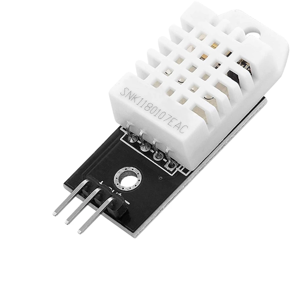 Vista lateral del sensor DHT22 mostrando sus pines de conexión para Arduino