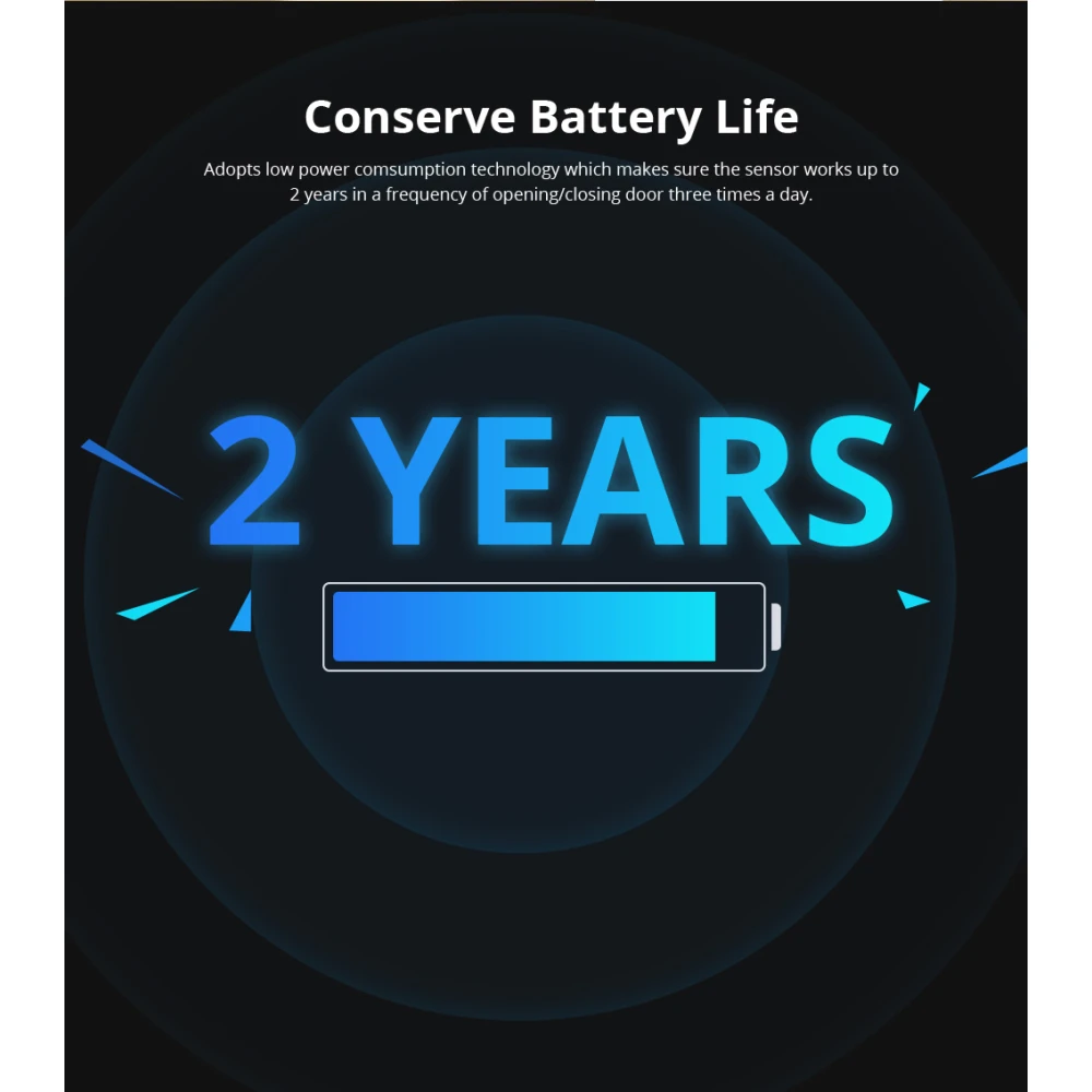 Capteur porte-fenêtre sans fil SONOFF DW2 RF pour alarme de sécurité domestique