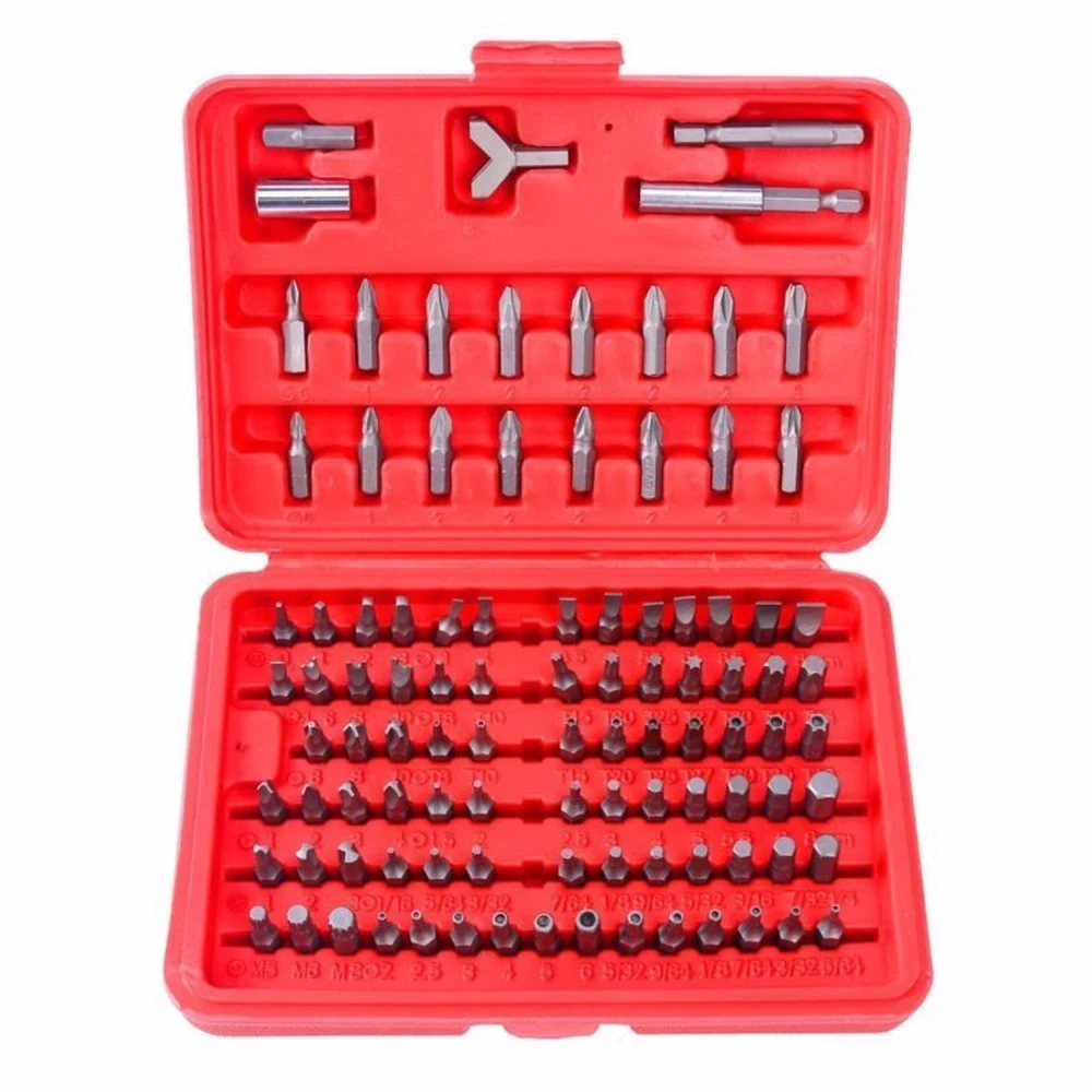 Jeu d’embouts de tournevis magnétiques 100 pièces TSX TOOL - Kit Hex et Torx