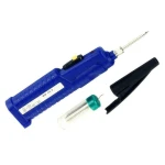 Vista lateral del soldador portátil satkit color azul