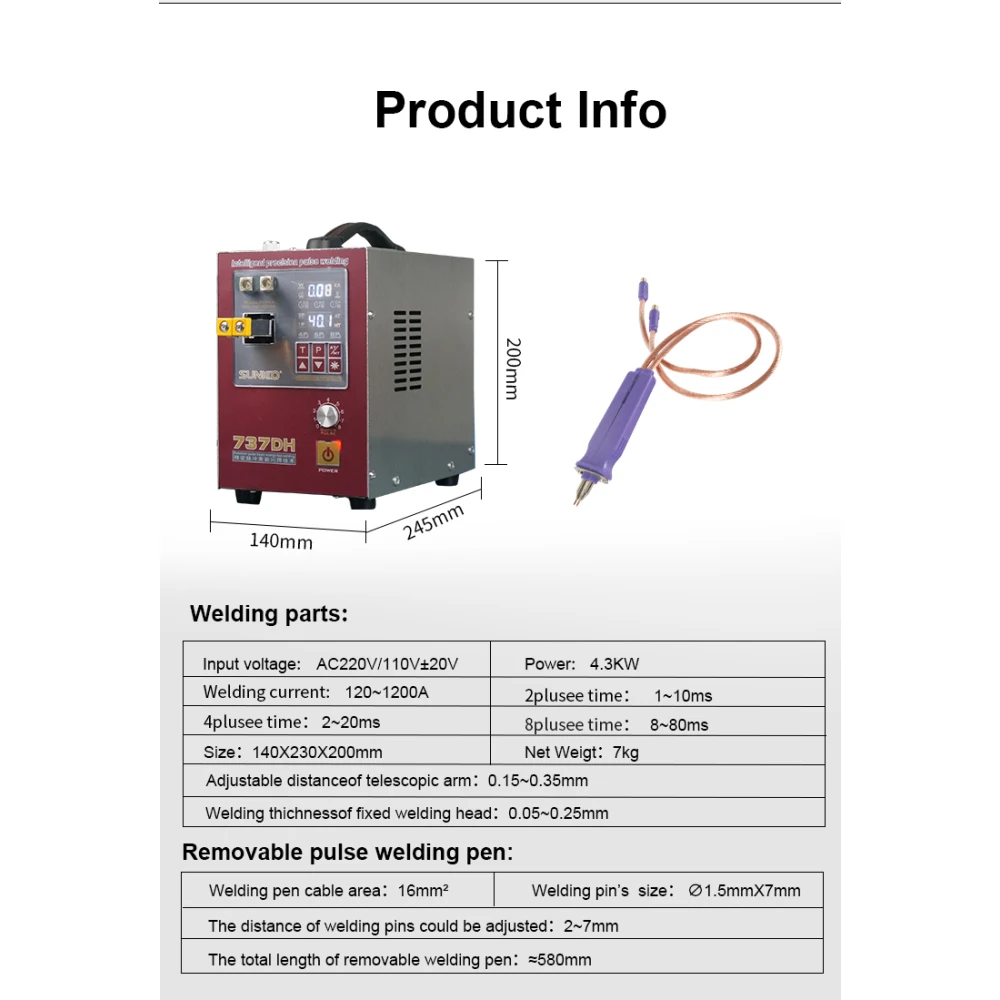 Soudeuse par points Sunkko 737DH pour batteries lithium 18650 14500 21700