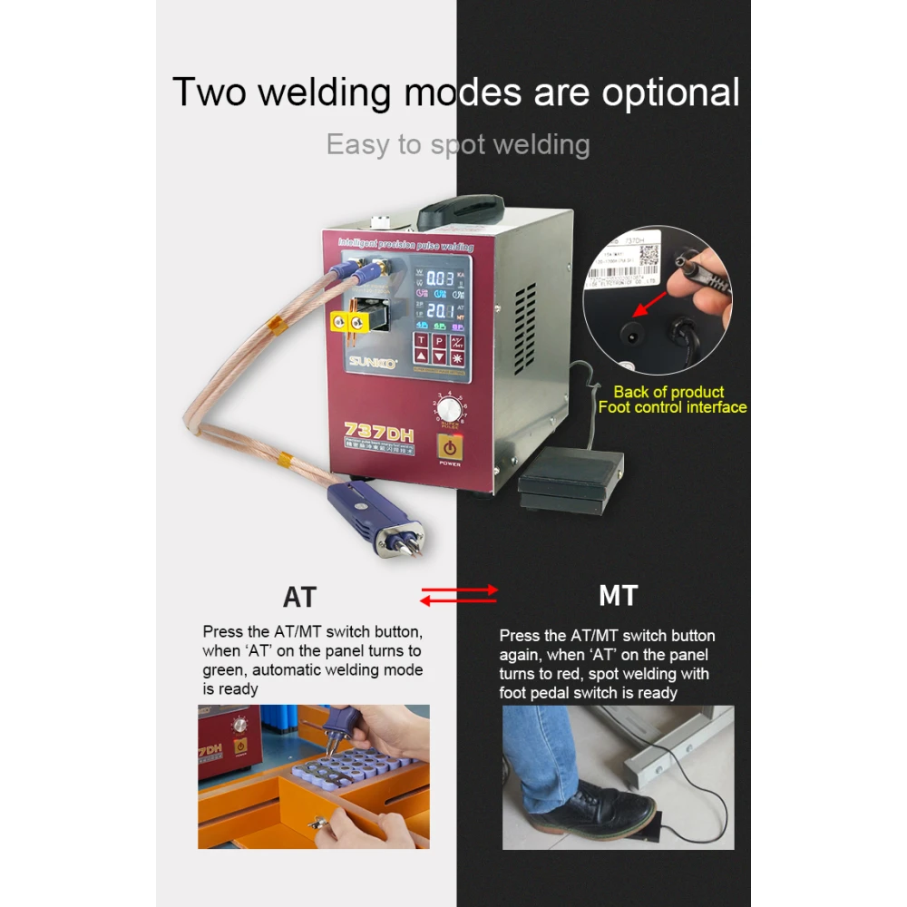 Soudeuse par points Sunkko 737DH pour batteries lithium 18650 14500 21700