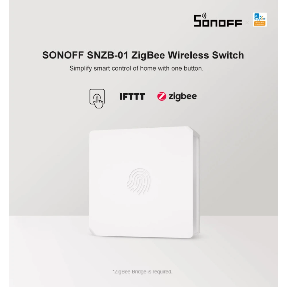 Interruptor SONOFF SNZB-01 con tecnología ZigBee para control remoto