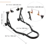 Soporte elevador para rueda trasera de motocicleta en uso para mantenimiento