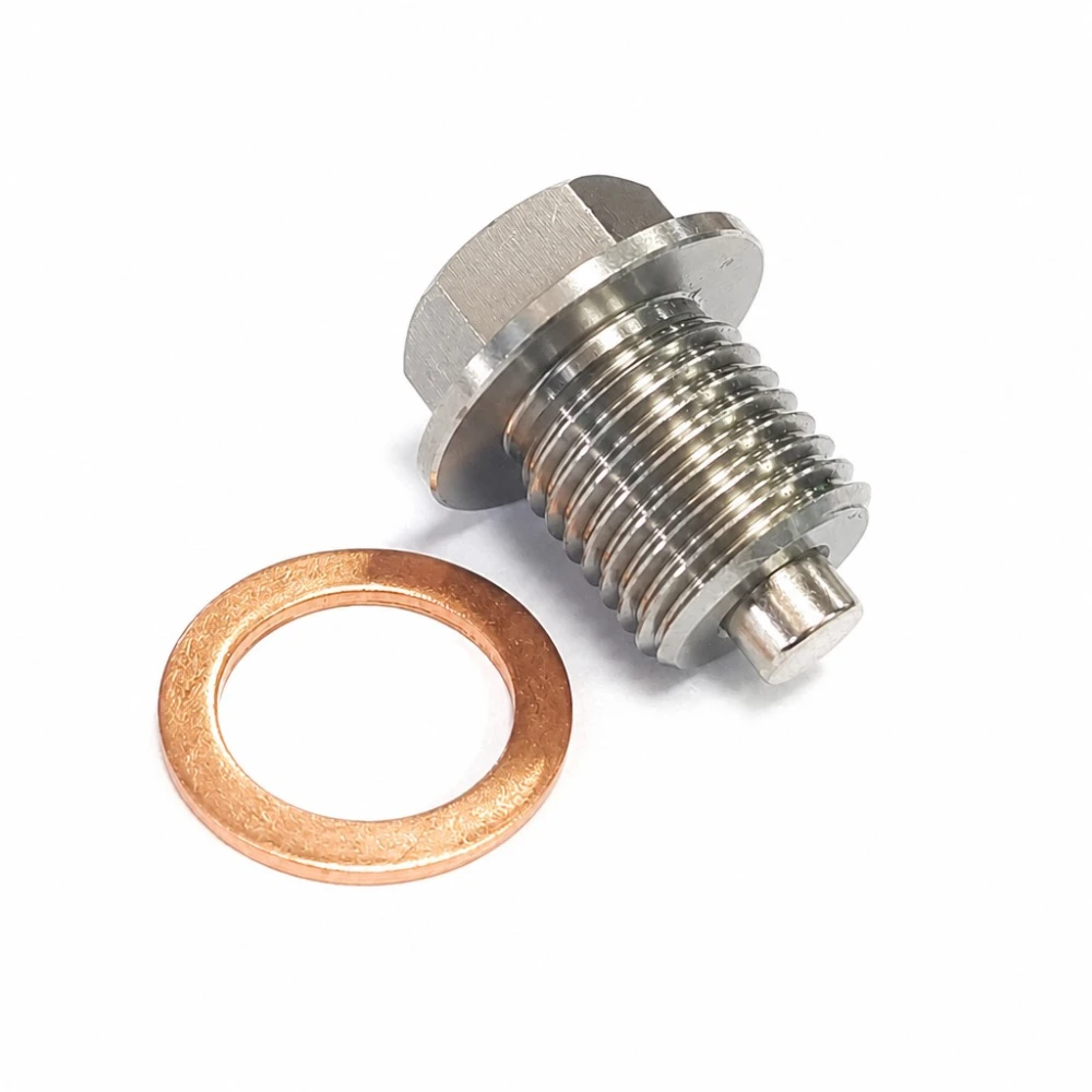 Bouchon de Vidange d'Huile Magnétique Inox M12 x 1,75 avec Joint - Carter Voiture Moto