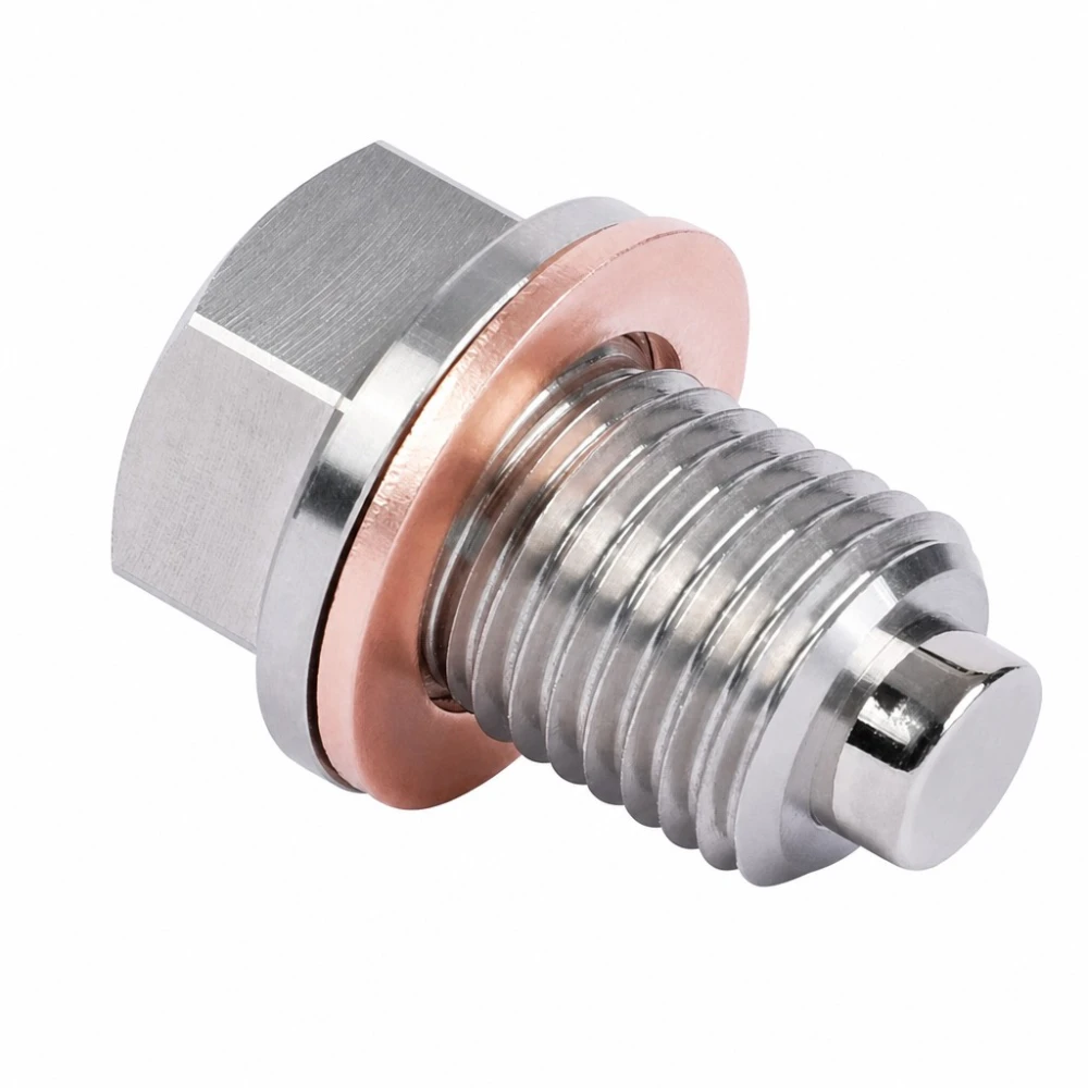 Bouchon de Vidange d'Huile Magnétique Inox M14 x 1,5 avec Joint - Carter Voiture Moto
