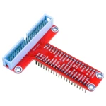 Vista frontal de la tarjeta de expansión GPIO para Raspberry Pi con etiquetas claras