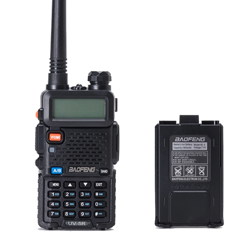 Talkie-walkie Baofeng UV-5R 8W avec oreillette et double bande VHF/UHF