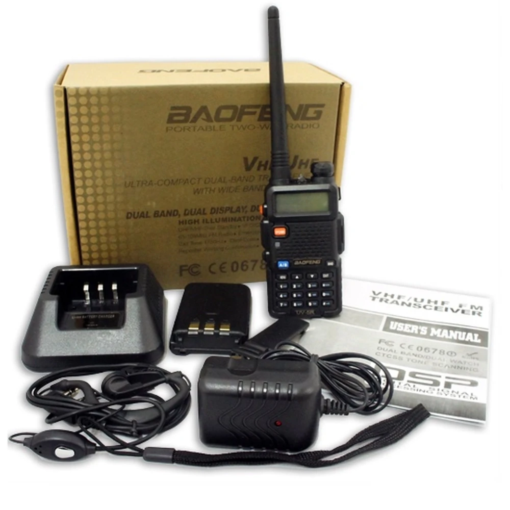 Talkie-walkie Baofeng UV-5R 8W avec oreillette et double bande VHF/UHF
